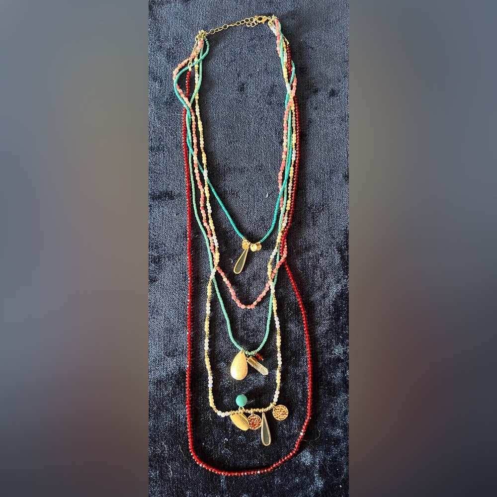 Multicolor Bead and Charms Layered Necklace